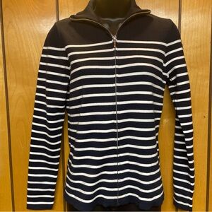 Pura cashmere Classic Navy/White Striped Women's Sweater XS 100%supima cotton